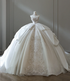 French court retro luxury tube top shiny tulle floor-length wedding dress HZ1022