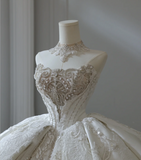 French court retro luxury tube top shiny tulle floor-length wedding dress HZ1022