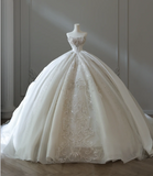 French court retro luxury tube top shiny tulle floor-length wedding dress HZ1022