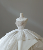 French court retro luxury tube top shiny tulle floor-length wedding dress HZ1022