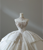 French court retro luxury tube top shiny tulle floor-length wedding dress HZ1022