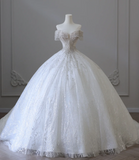 Shiny Rhinestone One-Shoulder A-Line Floor-Length Tulle Wedding Dress HZ1022