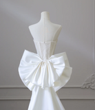 Elegant White Mermaid Satin Butterfly Wedding Dress HZ1022