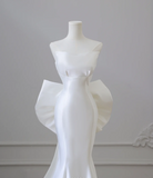 Elegant White Mermaid Satin Butterfly Wedding Dress HZ1022