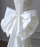 Elegant White Mermaid Satin Butterfly Wedding Dress HZ1022