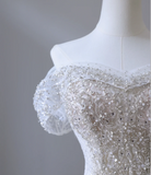 Gentle One Shoulder Shiny Beaded Mermaid Tulle Wedding Dress HZ1022