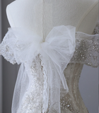 Gentle One Shoulder Shiny Beaded Mermaid Tulle Wedding Dress HZ1022