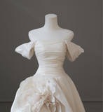 Chic 3D Rose Off-shoulder Slit Floor-length Wedding Dress HZ1022