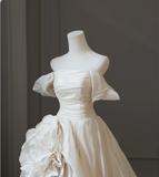 Chic 3D Rose Off-shoulder Slit Floor-length Wedding Dress HZ1022