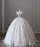 Royal French Round Neck Embroidered Princess Floor-Length Wedding Dress HZ1022