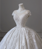 Royal French Round Neck Embroidered Princess Floor-Length Wedding Dress HZ1022