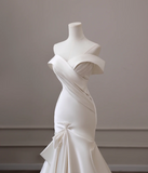 Elegant and Simple Off-the-shoulder Satin Mermaid Wedding Dress HZ1022
