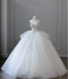 Dreamy Princess Sweet Butterfly on the Chest Shiny Tulle A-line Wedding Dress HZ1022