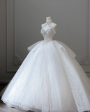 Dreamy Princess Sweet Butterfly on the Chest Shiny Tulle A-line Wedding Dress HZ1022
