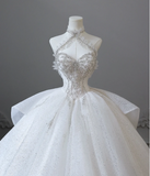 Dreamy Princess Sweet Butterfly on the Chest Shiny Tulle A-line Wedding Dress HZ1022