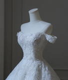 Vintage Lace Off-the-shoulder A-line Floor-length Wedding Dress HZ1022