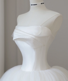 Elegant White Strapless Bowknot Tulle A-Line Floor-Length Wedding Dress HZ1022
