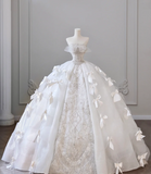 White Strapless Princess Off-shoulder Bowknot Tulle Wedding Dress HZ1022