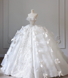 White Strapless Princess Off-shoulder Bowknot Tulle Wedding Dress HZ1022