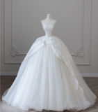 Simple and dreamy strapless A-line tulle wedding dress HZ1022