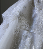 French Retro Lace Short Sleeve Princess Beaded Floor-Length Wedding Dress HZ1022