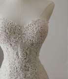 French Lace Strapless White Mermaid Wedding Dress HZ1022