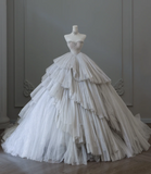 Glittering Galaxy Sweetheart Neck Layered Tulle A-Line Floor-Length Wedding Dress HZ1022