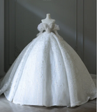 Dreamy Sweet Princess Heart-Shaped Neck Rhinestone Floor-Length Wedding Dress HZ1022