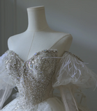 Dreamy Sweet Princess Heart-Shaped Neck Rhinestone Floor-Length Wedding Dress HZ1022