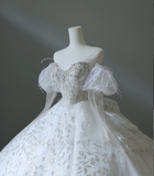 Dreamy Sweet Princess Heart-Shaped Neck Rhinestone Floor-Length Wedding Dress HZ1022