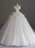 Elegant tube top flower princess tulle white floor-length wedding dress HZ1022