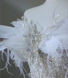 Fantasy Swan One Shoulder Princess Tulle Floor-Length Wedding Dress HZ1022