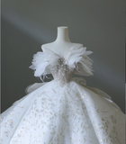 Fantasy Swan One Shoulder Princess Tulle Floor-Length Wedding Dress HZ1022