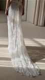 Elegant and flowing white lace camisole backless mermaid wedding dress with train HZ1022