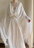 Elegant and flowing white lace chiffon high-neck wedding dress HZ1022