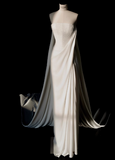 Elegant white strapless chiffon mermaid wedding dress HZ1022