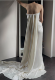 Designer French off-shoulder heart-shaped neckline white satin mermaid wedding gown with train HZ1022