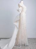Shimmering Mermaid Beaded Off-the-Shoulder Bow Princess Wedding Gown HZ1022