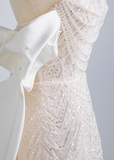 Shimmering Mermaid Beaded Off-the-Shoulder Bow Princess Wedding Gown HZ1022
