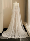 Flowing Lace Sweetheart Neckline A-Line Tulle Wedding Dress HZ1022