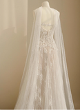 Flowing Lace Sweetheart Neckline A-Line Tulle Wedding Dress HZ1022