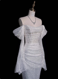 Sparkling Mermaid Off-the-shoulder Long-sleeved Wedding Dress HZ1022