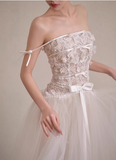 Elegant off-the-shoulder white lace tulle floor-length wedding dress HZ1022