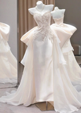 White Off-the-shoulder Mermaid Butterfly Wedding Dress with Princess Sweetheart Neckline HZ1022