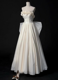 French style tube top 3D flower bow tie back A-line wedding dress HZ1022