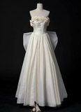 French style tube top 3D flower bow tie back A-line wedding dress HZ1022