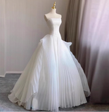 Elegant and simple tube top tulle A-line floor-length wedding dress HZ1022