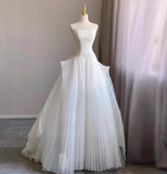 Elegant and simple tube top tulle A-line floor-length wedding dress HZ1022