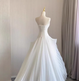 Elegant and simple tube top tulle A-line floor-length wedding dress HZ1022