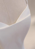 White strapless sleeveless 3D flower A-line small train silk wedding dress HZ1022